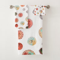 Smiling Suns Watercolor Whimsical Weird Pattern