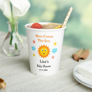 Smiling Sunshine Here Comes The Sun Baby Shower Paper Cups
