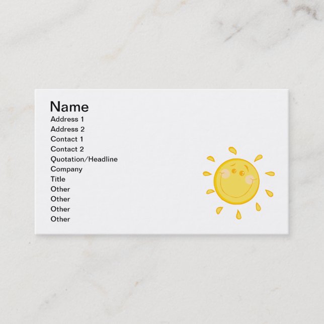 SMILING SUNSHINE SUN HAPPY SUMMER CARTOON ART BUSINESS CARD (Front)