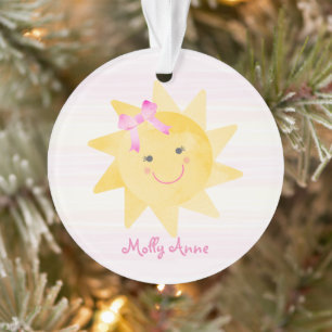 Smiling Sunshine with Bow Girl Keepsake Ornament
