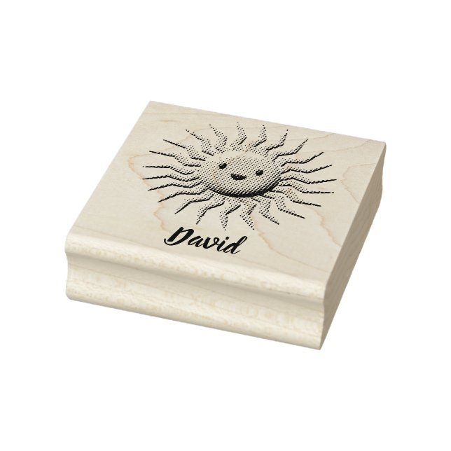 Smiling Sunshine With Custom Name Rubber Stamp (Stamp)