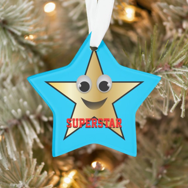 Smiling Superstar Character Gold Coloured Ornament (Tree)