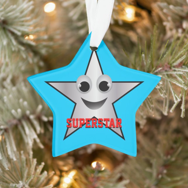 Smiling Superstar Character Silver Coloured Ornament (Tree)