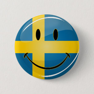 Smiling Swedish Flag 6 Cm Round Badge