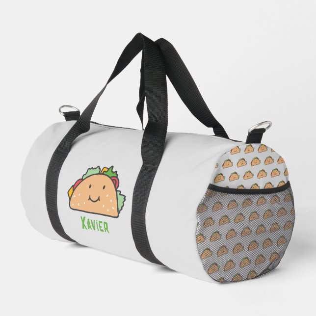 Smiling Taco Personalised  Duffle Bag (Right Corner)