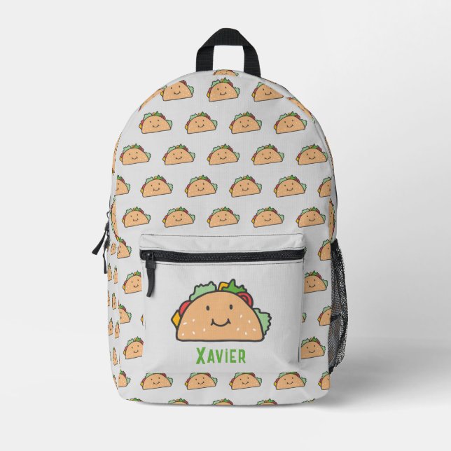 Smiling Taco Personalised  Printed Backpack (Front)