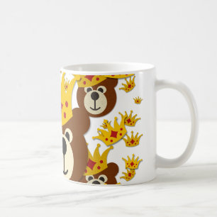 Smiling Teddy Bear with Crown Coffee Mug