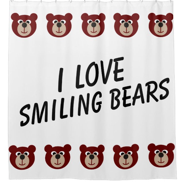 Smiling Teddy Bear + your background & ideas Shower Curtain (Front)