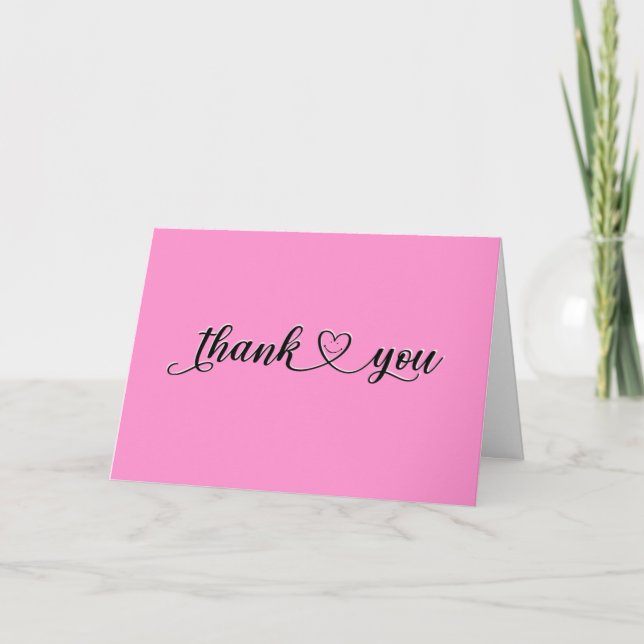 Smiling Thank You Heart On Pink (Front)