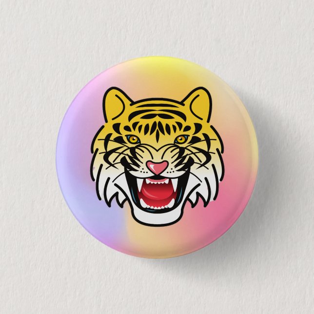 Smiling Tiger Face Artwork-21876 3 Cm Round Badge (Front)