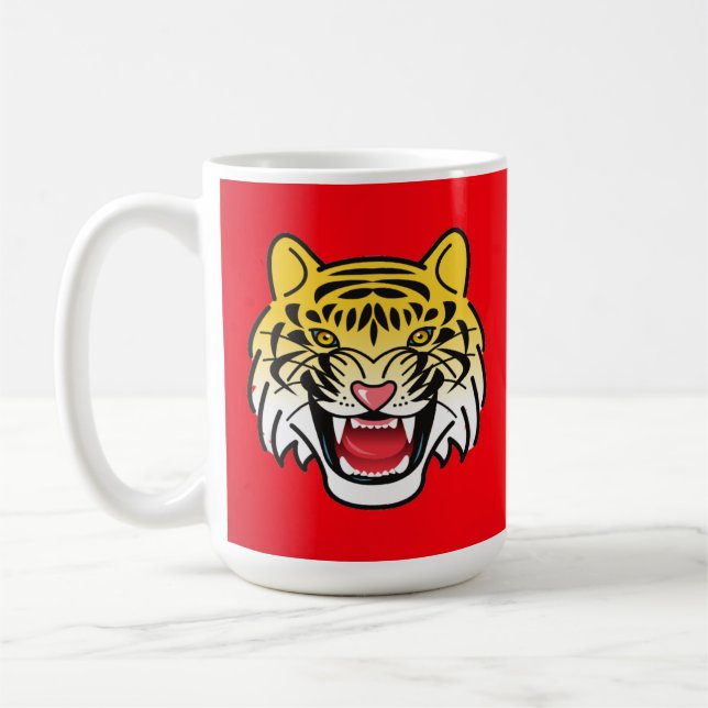 Smiling Tiger Face Artwork-21876 Coffee Mug (Left)