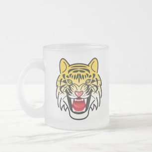 Smiling Tiger Face Artwork-21876 Frosted Glass Coffee Mug
