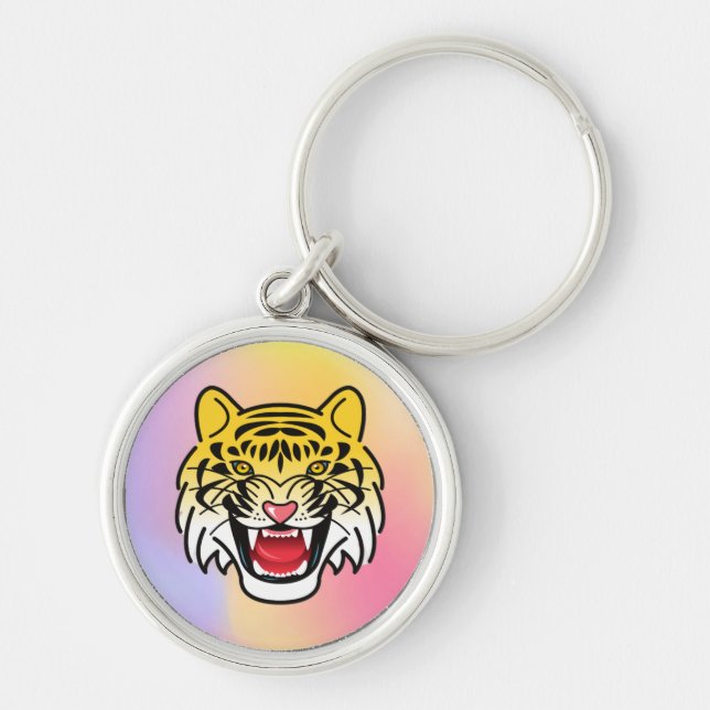 Smiling Tiger Face Artwork-21876 Key Ring (Front)