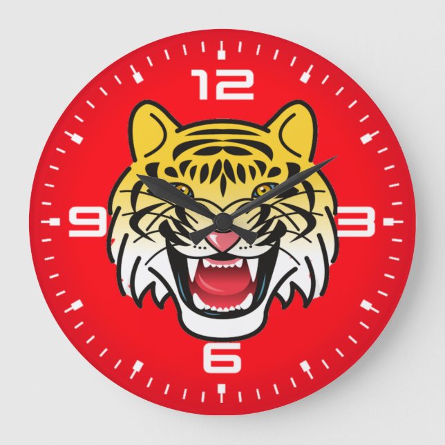Smiling Tiger Face Artwork-21876 Large Clock (Front)