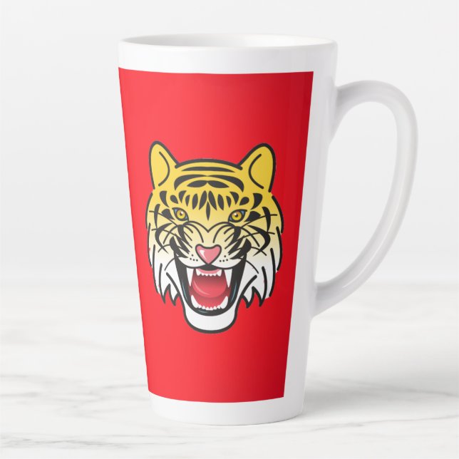 Smiling Tiger Face Artwork-21876 Latte Mug (Right)