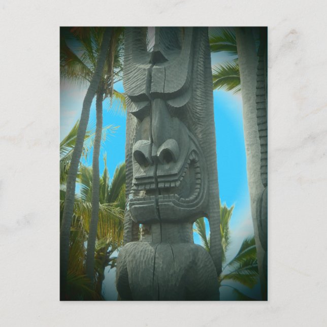 Smiling tiki statue postcard (Front)