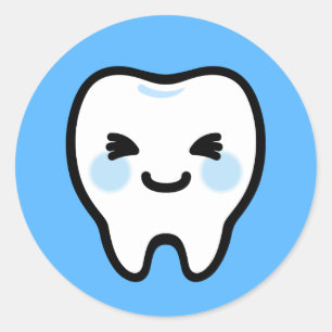 Smiling Tooth Character – Cute & Clean Illustratio Classic Round Sticker