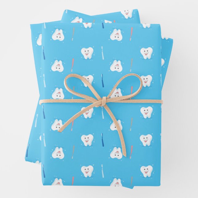 Smiling Tooth Dentist Toothbrush Wrapping Paper (In situ)
