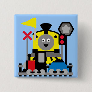 Smiling Train 15 Cm Square Badge