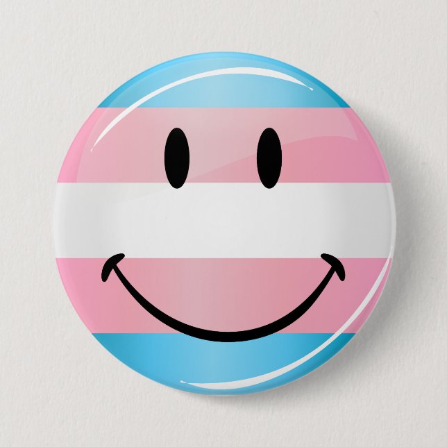 Smiling Transgender Flag 7.5 Cm Round Badge (Front)