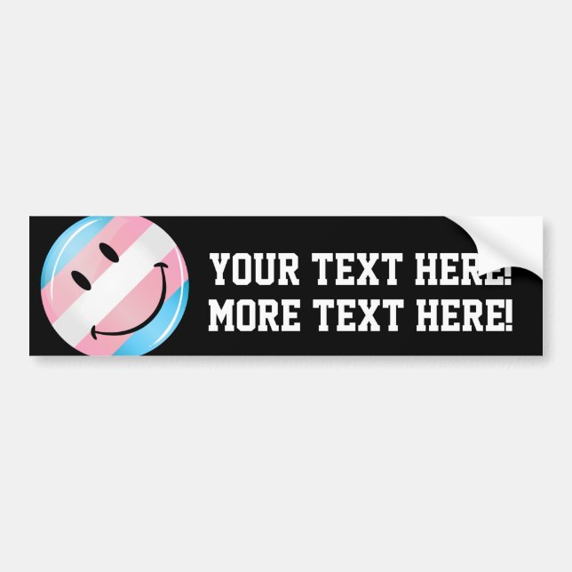 Smiling Transgender Flag Bumper Sticker (Front)