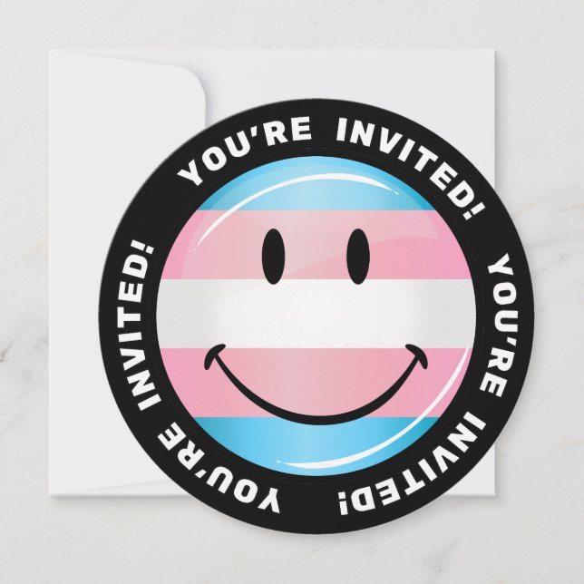 Smiling Transgender Flag Invitation (Front)