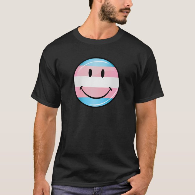 Smiling Transgender Flag T-Shirt (Front)