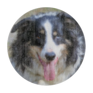 Smiling Tri Coloured Border Collie Dog Cutting Board
