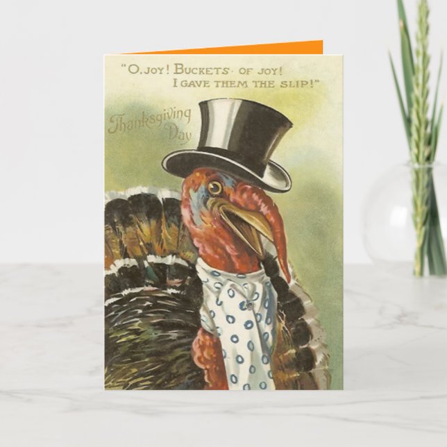 Smiling Turkey Top Hat Holiday Card (Front)