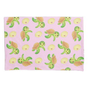 Smiling Turtles and Shells Pillowcase