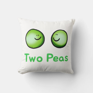 Smiling Two Peas Cute Friendship Art Cushion