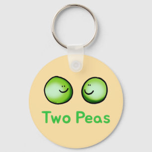 Smiling Two Peas Cute Friendship Art Key Ring