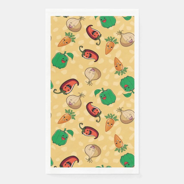 Smiling Veggies Baby Shower Napkin (Front)