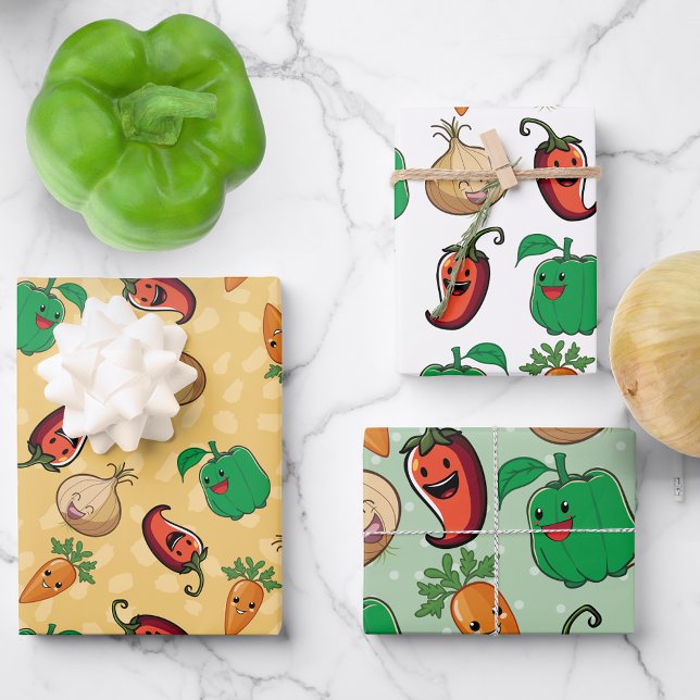 Smiling Veggies Wrapping Paper Sheet (Creator Uploaded)