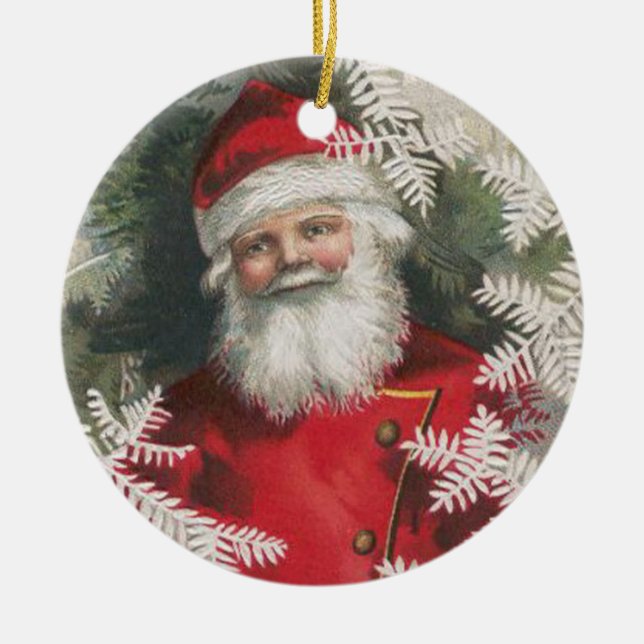 Smiling Vintage Santa Ornament (Front)