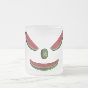 Smiling Watermelon Face Frosted Glass Coffee Mug