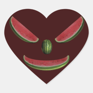 Smiling Watermelon Face Heart Sticker
