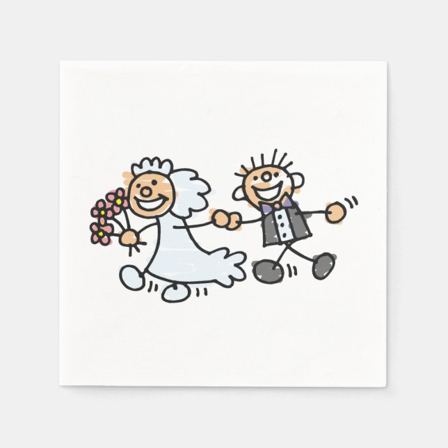 Smiling Wedding Couple Bride Groom Napkin (Front)