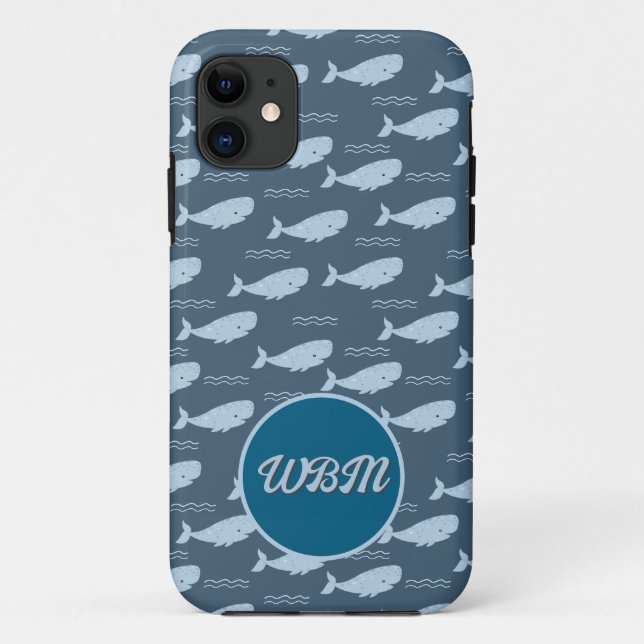 Smiling Whale Monogram Cell Phone Cover (Back)