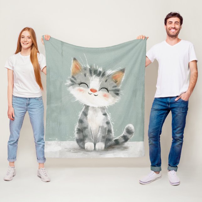 Smiling Whiskers Fleece Blanket (In Situ)