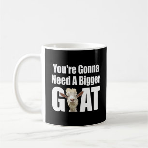 Smiling White Goat on Black Background Coffee Mug