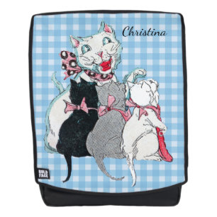 Smiling White Mother cat With Three Kittens Bows Backpack