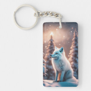 Smiling Winter Fox Key Ring
