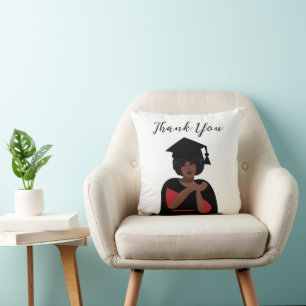 Smiling Woman Black and White Graduation  Cushion
