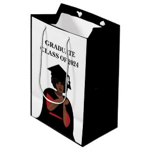 Smiling Woman Black and White Graduation  Medium Gift Bag