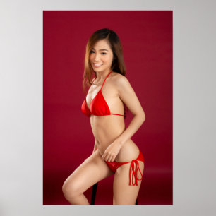 Smiling Woman In Red Bikini Poster