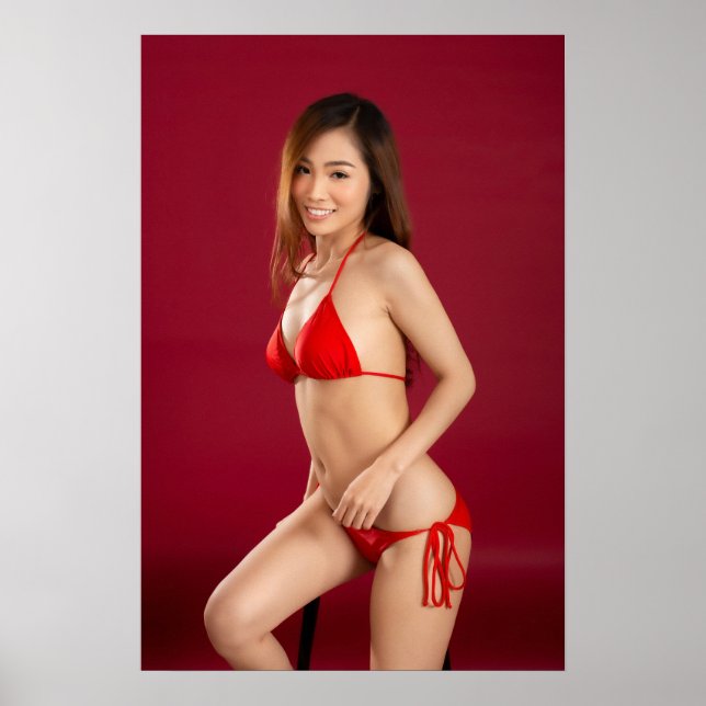 Smiling Woman In Red Bikini Poster (Front)