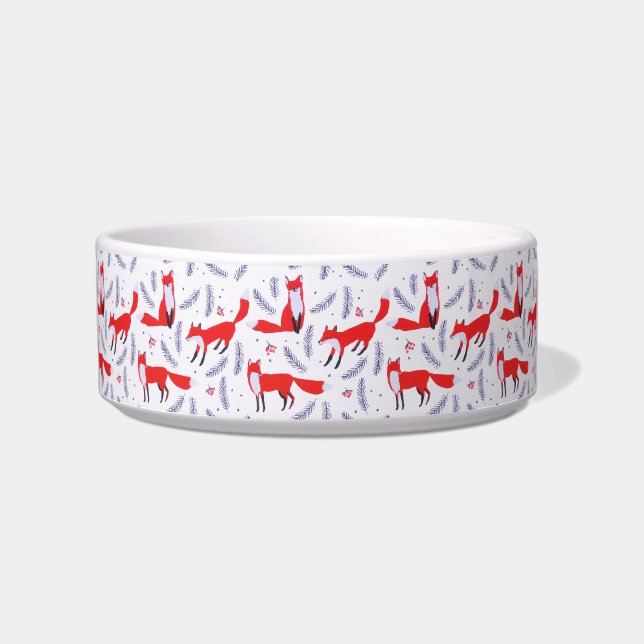 Smiling Woodland Forest Greenery Red Fox Bowl (Front)