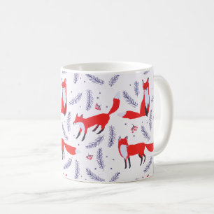 Smiling Woodland Forest Greenery Red Fox Coffee Mug