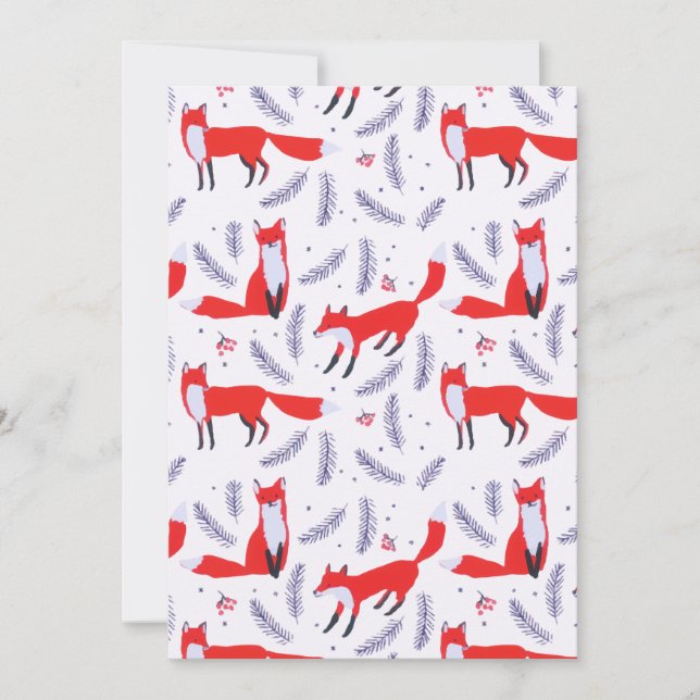 Smiling Woodland Forest Greenery Red Fox Holiday Card (Front)